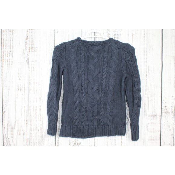 LL Bean Double L Cable Sweater Crewneck Classic Navy Size S Pet - Picture 7 of 10